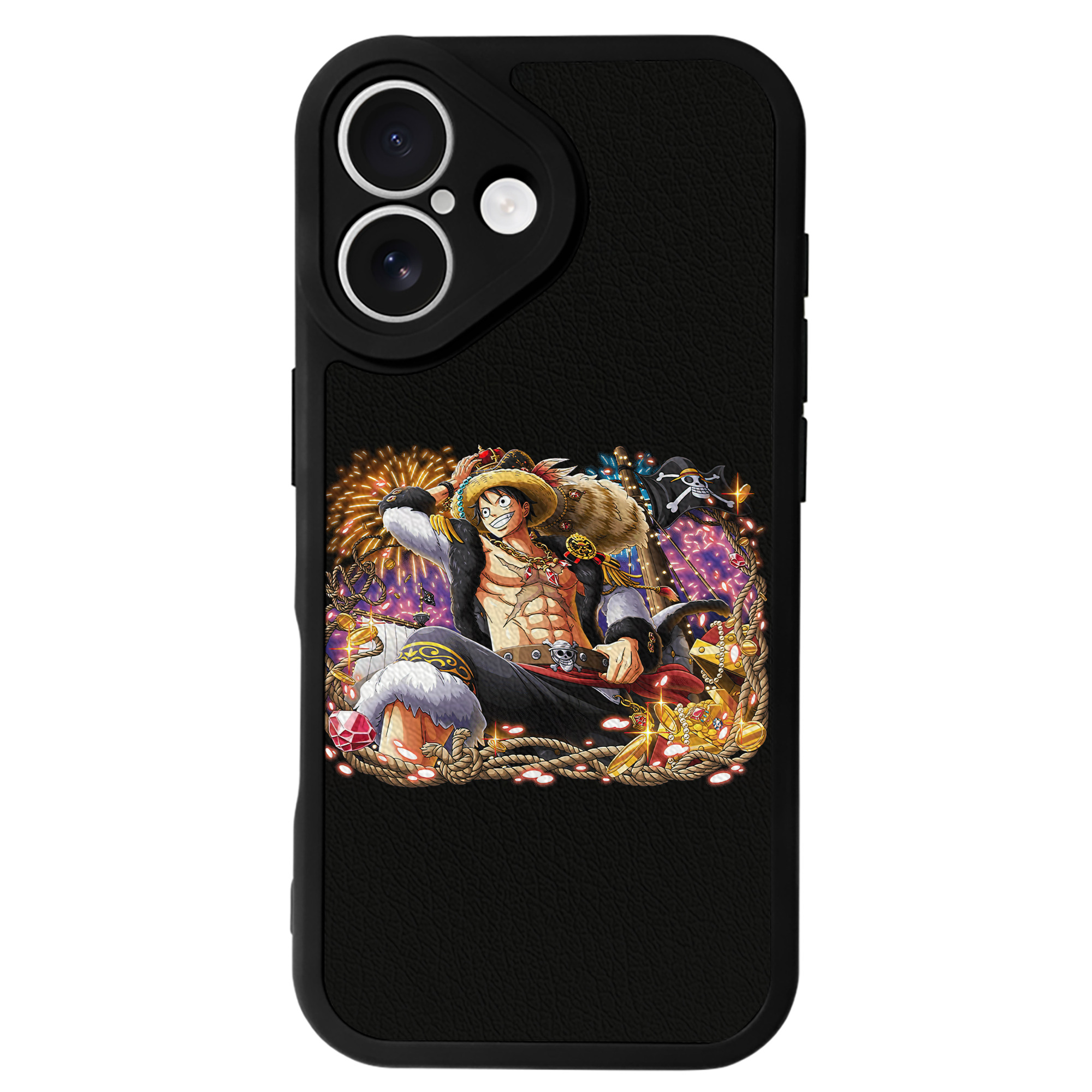 （画像用） ワンピース モンキー・D・ルフィ ONE PIECE Monkey D. Luffy 【iPhone 16シリーズ対応】シリコンスマホケース（レザー調） 材質：シリコン